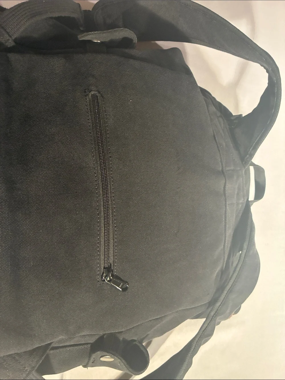 Men's Black Canvas Backpack with Front Flap - Unbranded